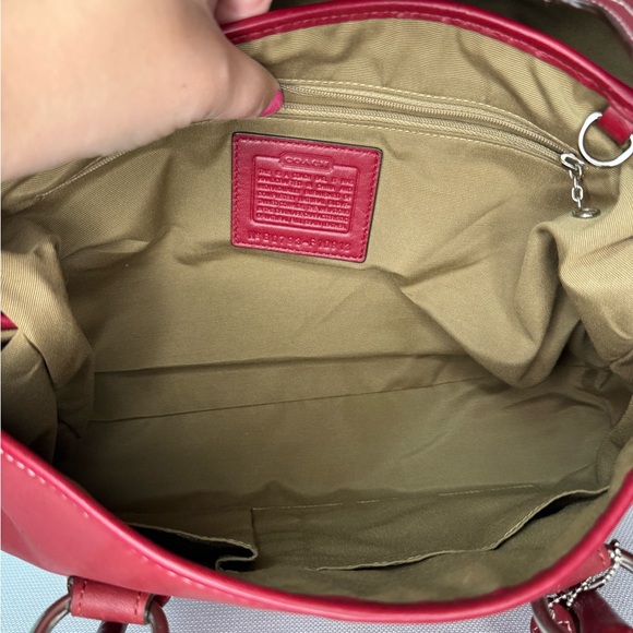 SOLD Coach Red Leather Shoulder Bag w/Large Silver Buckle GUC #10913 - Picture 5 of 13